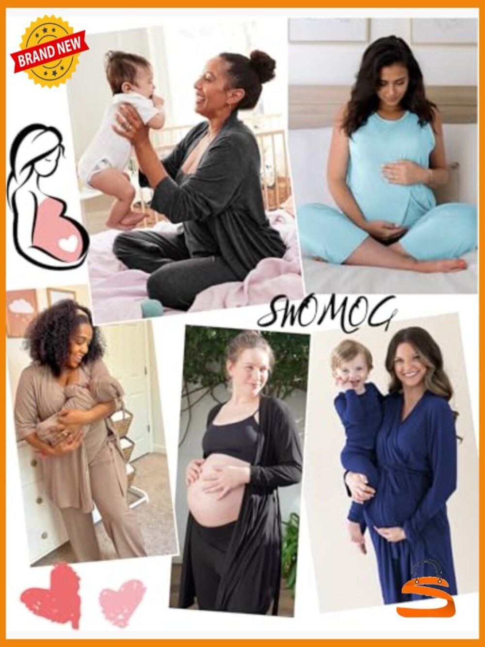Maternity Nursing Robe Set 3 Pcs Postpartum Breastfeeding Pajamas Double Layer - Picture 6 of 7